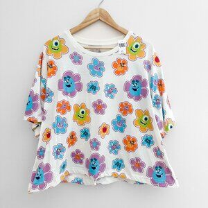 NWT Disney Parks Monster's Inc Cute Floral Tee Shirt - Cropped Baggy Size 1X